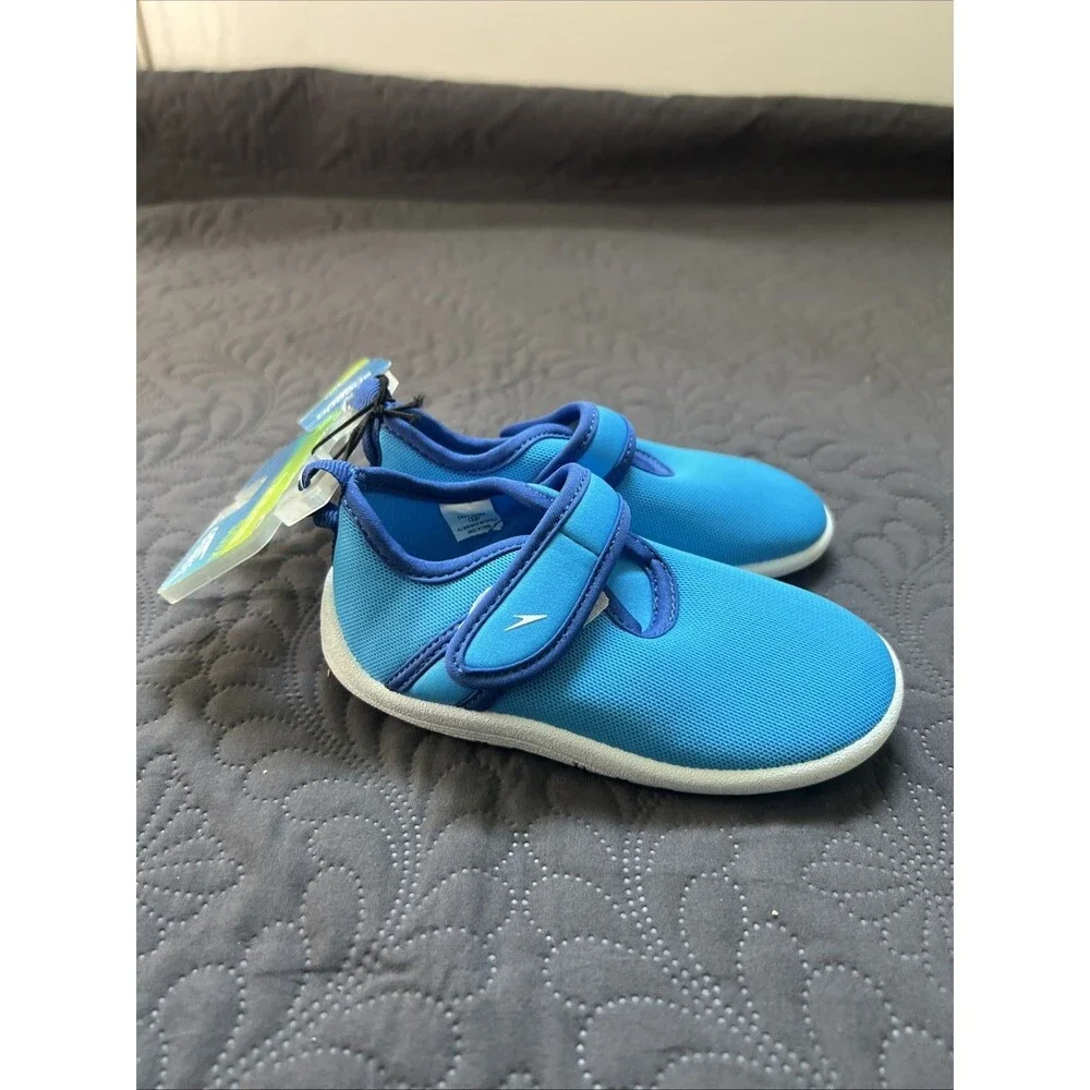 NWT Speedo Boys Kids Medium 7-8 Hybrid Water Shoes Blue Beach Lake Vacation Gift